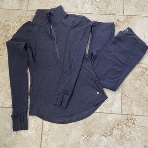 Apana Lavender Long Sleeve Half-Zip Top with Matching Leggings